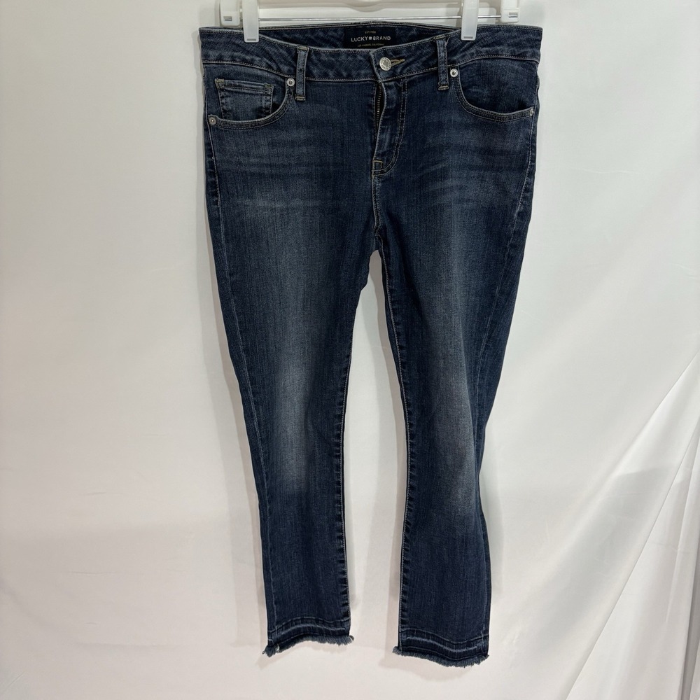 Lucky Brand Lolita Crop Jeans Womens 8/29 Medium Blue Denim Cropped Raw Hem
